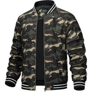 🆕Men C Army Green Bomber Lightweight Casual Fall Windbreaker Zip Up Jacket